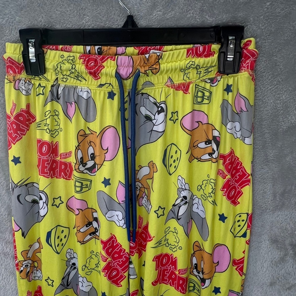 Tom and Jerry Womens S Pajama Pants Yellow All‎ Over Print Nostalgia Retro Comfy